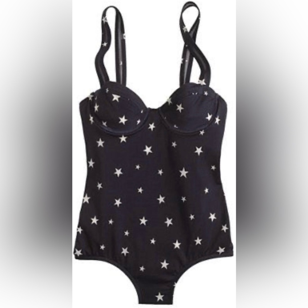 PRET À SURF FOR J CREW Navy Blue Star Print One-Piece Swimsuit - A8388 - Sz 6